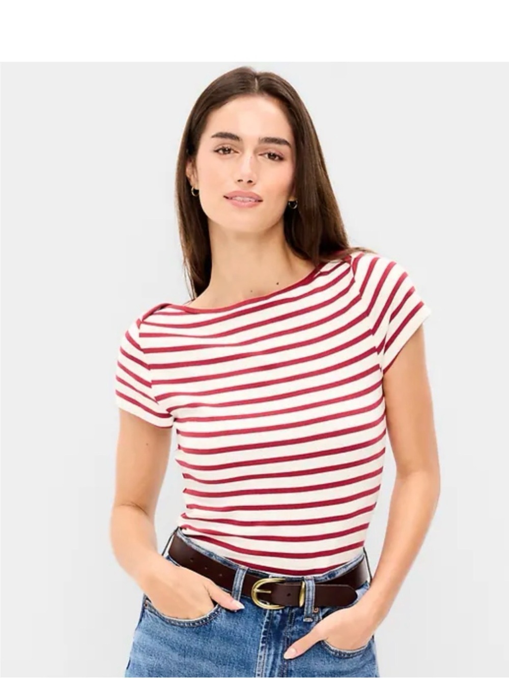 NWT Old Navy Red & White Striped Boatneck Short Sleeve Tee